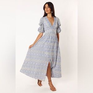 Petal & Pup Lace Detail Midi Dress in Light Blue